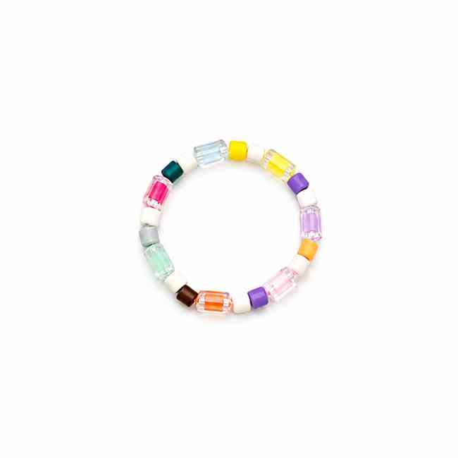 دستبند با مهره های رنگی درشت 